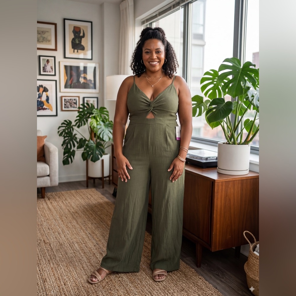 Trixxi Olive green jumpsuit NWT
